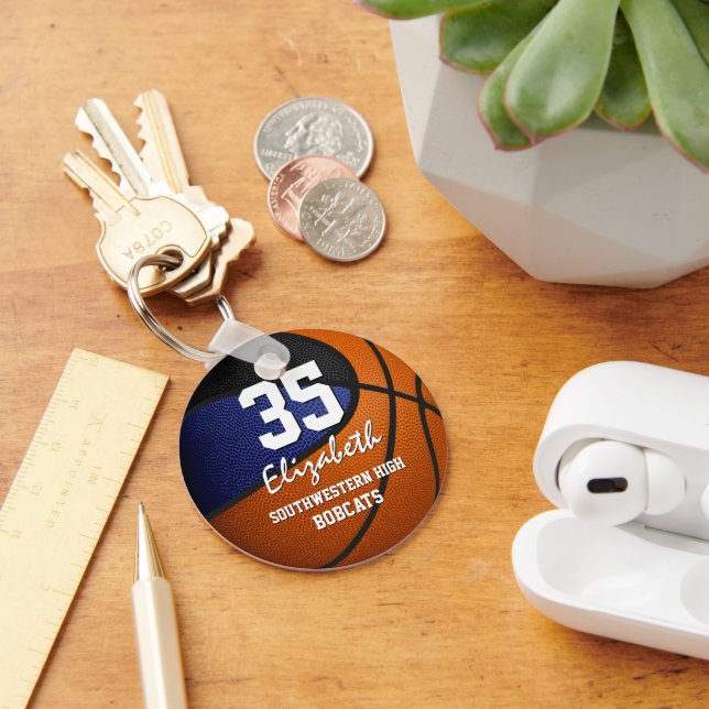 Blue black kids sports team gifts basketball key ring (Desk)