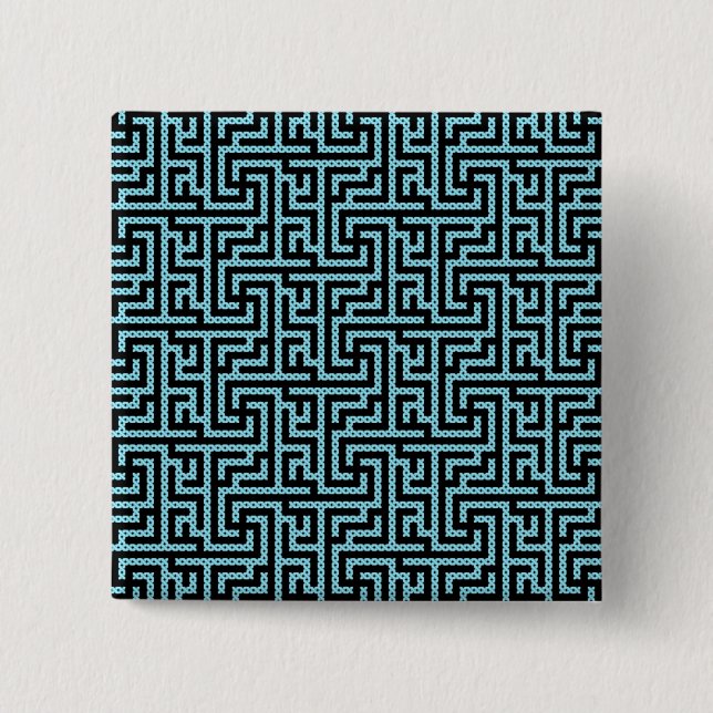 Blue & Black Labyrinth 15 Cm Square Badge (Front)