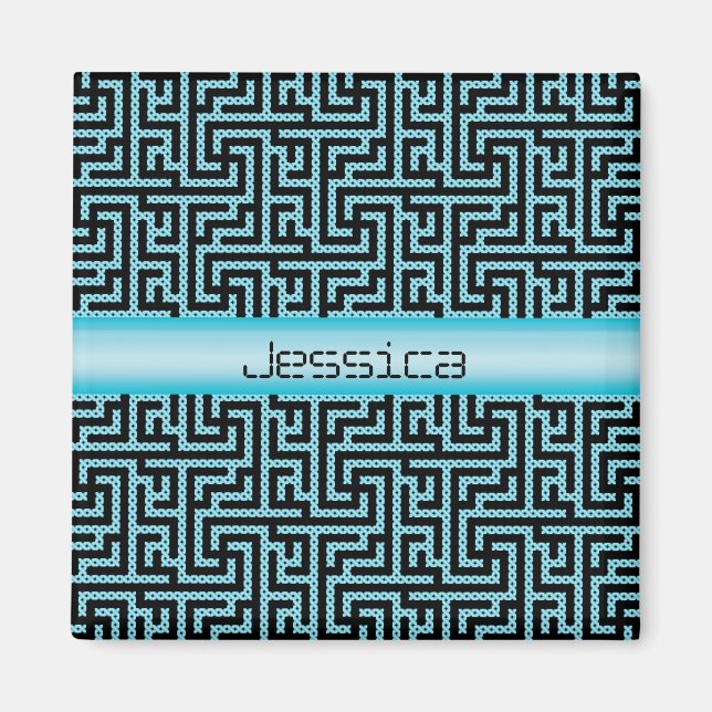 Blue & Black Labyrinth Magnet (Front)