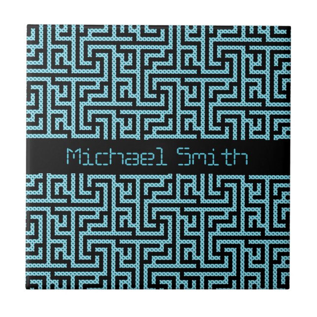 Blue & Black Labyrinth Tile (Front)