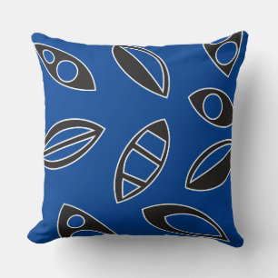 Blue Black Leaves Retro DESIGN Throw Pillow