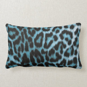 Blue Black Leopard Animal Print Lumbar Cushion