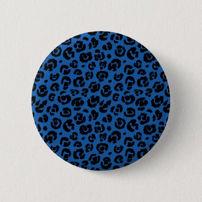 Blue Black Leopard Print 6 Cm Round Badge (Front)