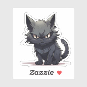  "Blue-black Long-Haired Cat Cartoon Zazzle Heart 