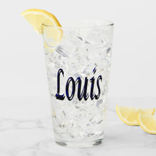 Blue Black Louis Name Logo, Glass