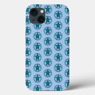 Blue Black Maori Sun Symbol Tribal Turtles iPhone 13 Case