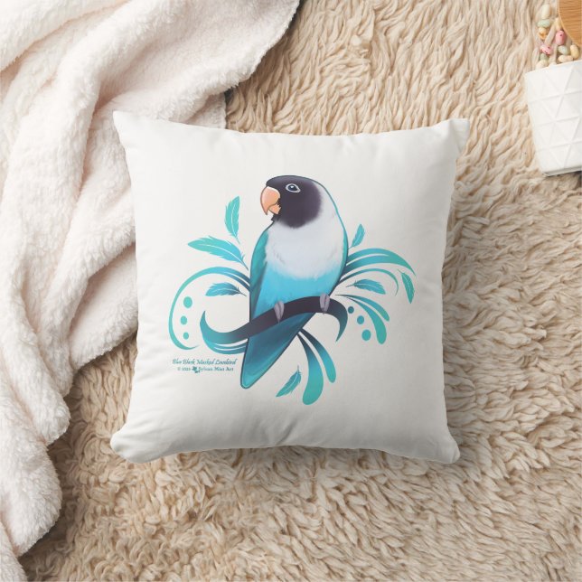 Blue Black Masked Lovebird Cushion (Blanket)