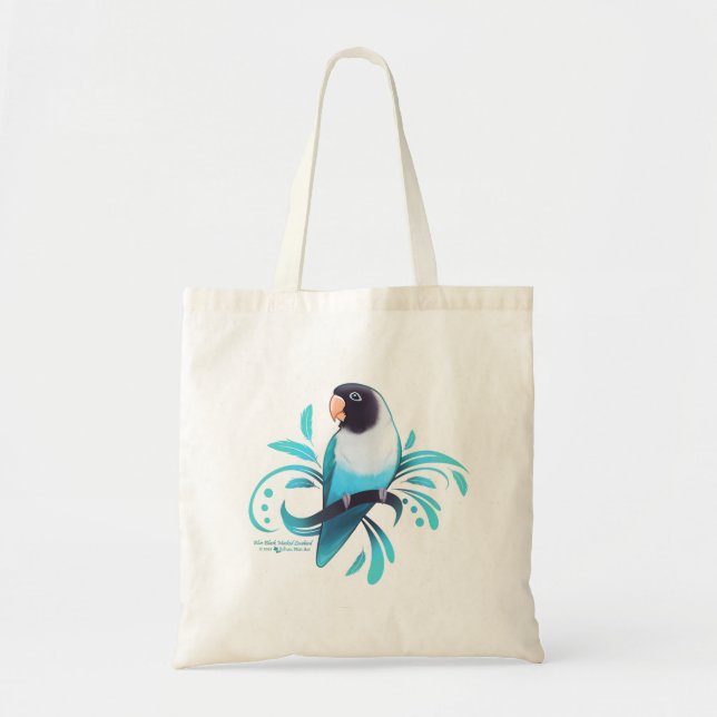 Blue Black Masked Lovebird Tote Bag (Front)