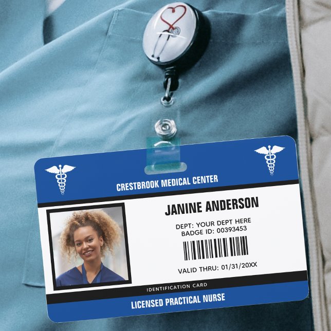Blue & Black Medical Employee Doctor LPN Nurse ID ID Badge (Blue & Black Medical Employee Doctor LPN Nurse ID Badge)
