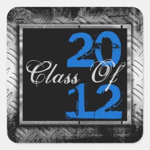 Blue, Black & Metal Look Any Year Grad Stickers