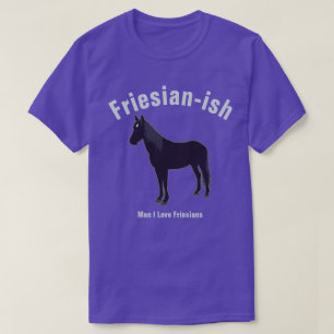 Blue Black Minimal Friesian Horse Silhouette T-Shirt