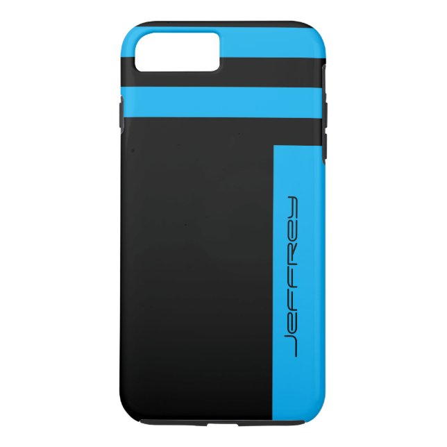 Blue & Black Minimalist with Name Simple Tough Case-Mate iPhone Case (Back)