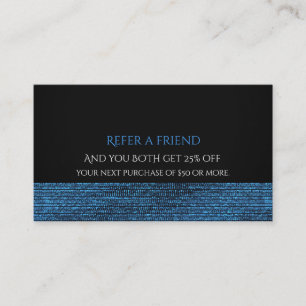 Blue & Black Modern Glam Sequins Refer a Friend Referral Card