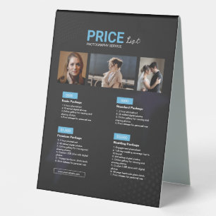 Blue Black Modern Photography Service Price List