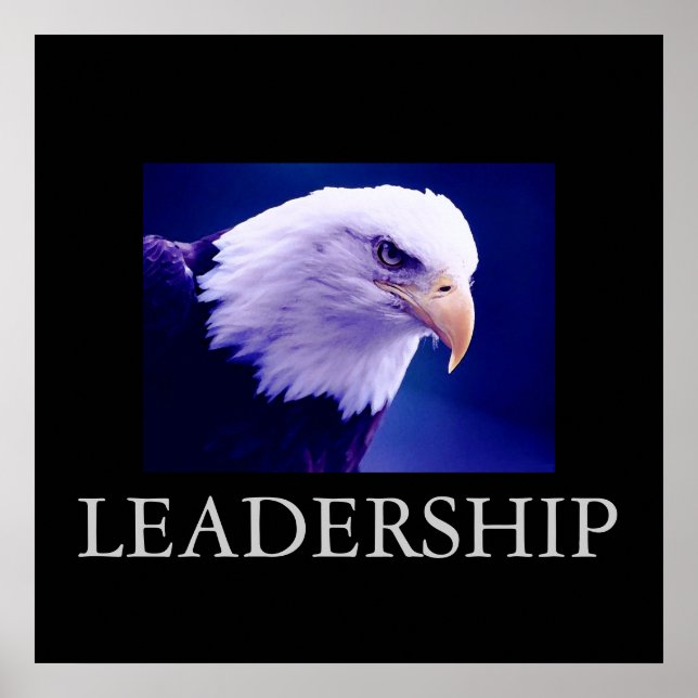 Blue Black Motivational Leadership Eagle Poster (Front)