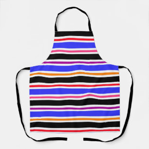 Blue Black Multi-coloured Colours Stripes Apron
