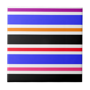 Blue Black Multi-coloured Colours Stripes Ceramic Tile