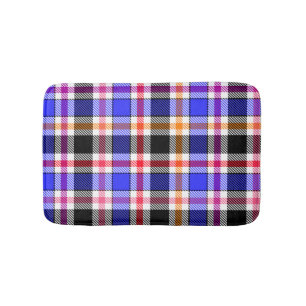 Blue Black Multicolour Flannel Plaid Tartan Bath Mat