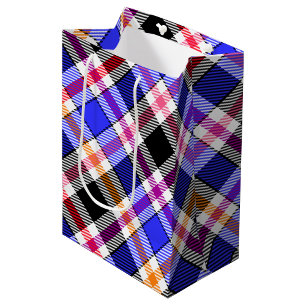 Blue Black Multicolour Flannel Plaid Tartan Medium Gift Bag