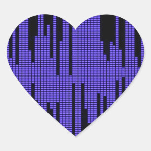 BLUE BLACK MUSIC BEATS VOLUME RECORDING DIGITAL HEART STICKER