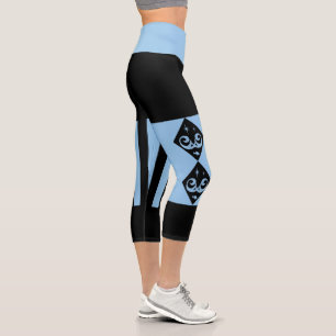 Blue, Black Ocean and Stars Harlequin Design Capri Leggings