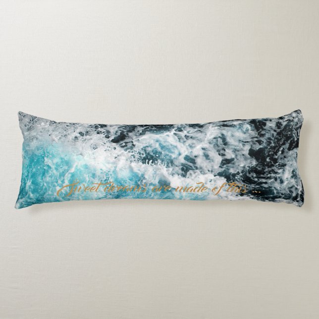 Blue Black Ocean Waves Hawaii Customisable Body Cushion (Front)