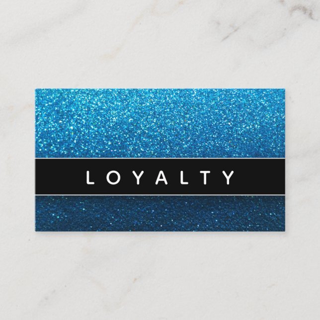Blue Black Ombre Glitter MUA Nail Salon Hair Style Appointment Card (Front)