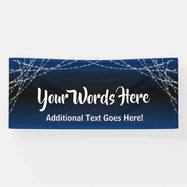 Blue Black Ombre Light Strings Add Your Own Text Banner (Horizontal)