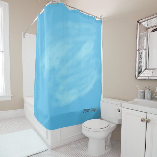 Blue Black paint effect acrylic art Shower Curtain (In Situ)