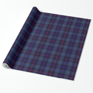 Blue Black Pink Red Tartan Plaid Wrapping Paper