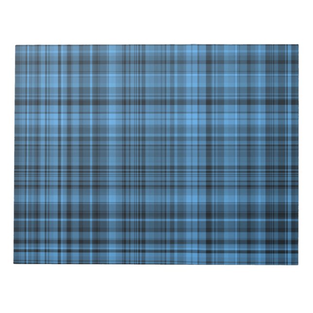 Blue Black Plaid Chequered Pattern  Notepad (Front)
