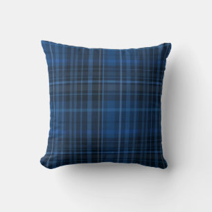 Blue Black Plaid Pattern Cushion