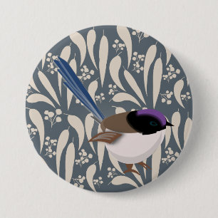 Blue, Black & Purple Fairy Wren 7.5 Cm Round Badge