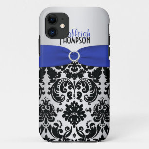 Blue, Black, Silver Damask iPhone 5 Case