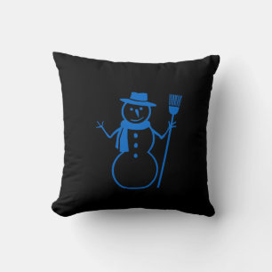 blue & black  snowman and HAPPY HOLLIDAY Cushion