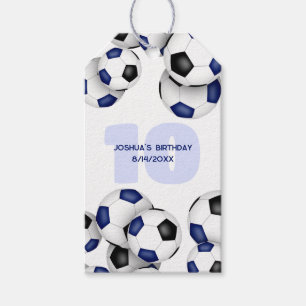 blue black soccer balls kids birthday party gift tags