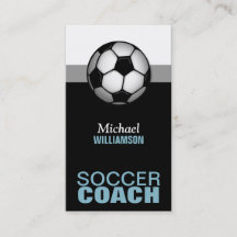Blue & Black Soccer Coach Business Cards