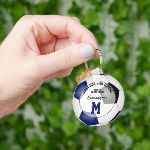 blue black soccer team colours kids gifts under 10 key ring