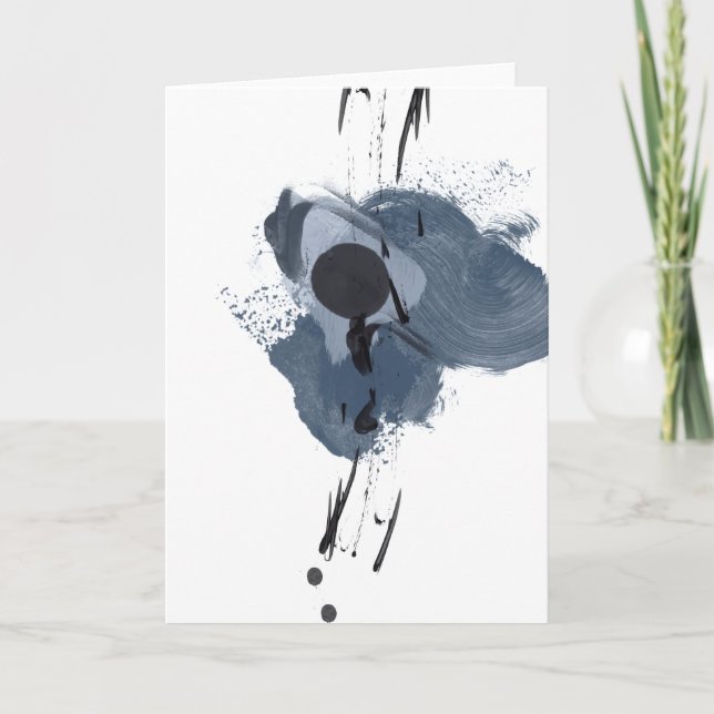 Blue & Black Splash II | Blue Black Paint Splash Card (Front)