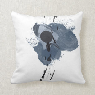 Blue & Black Splash II   Blue Black Paint Splash Cushion