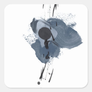 Blue & Black Splash II   Blue Black Paint Splash Square Sticker