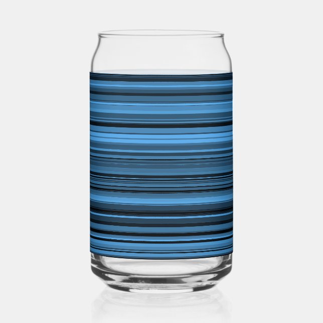 Blue Black Striped Can Glass (Front)