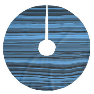blue black Stripes Brushed Polyester Tree Skirt