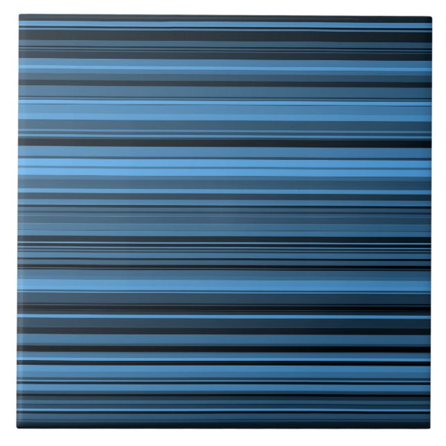 Blue Black Stripes Ceramic Tile (Front)