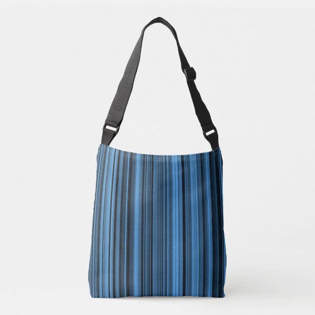 Blue Black Stripes Crossbody Bag (Front)