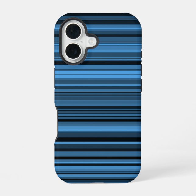 Blue Black Stripes iPhone 16 Case (Back)