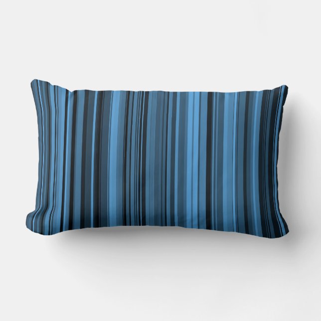 Blue Black Stripes Lumbar Cushion (Front)