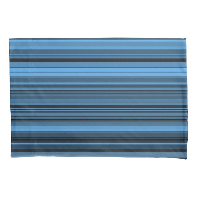 Blue Black Stripes Pillowcase (Front-Left)