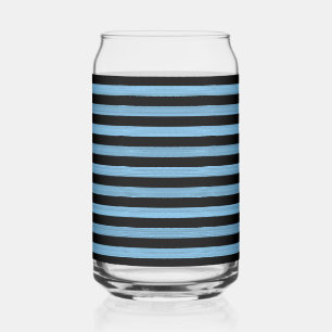 Blue Black Stripes Seamless Pattern Can Glass