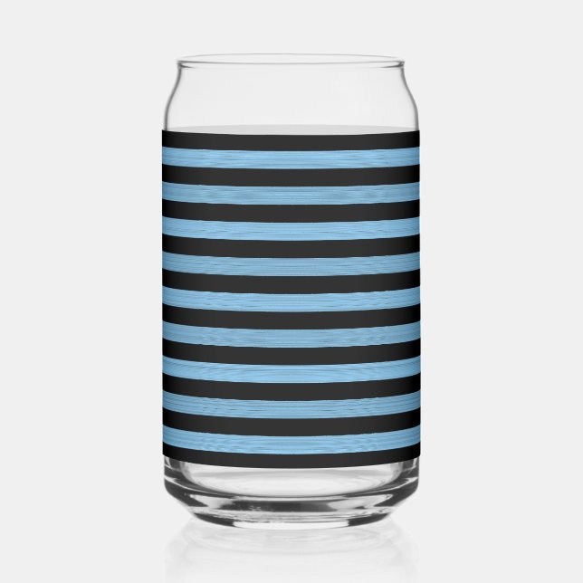 Blue Black Stripes Seamless Pattern Can Glass (Front)